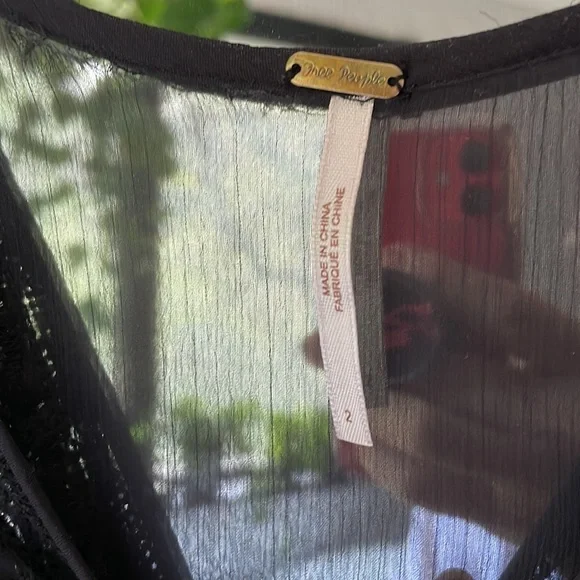 Free People Black Lace Sheer Hi-lo Dress Sz 2 - Picture 6 of 8